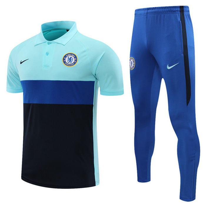 Camiseta Polo FC Chelsea + Pantalones Negro/Azul 2021/2022