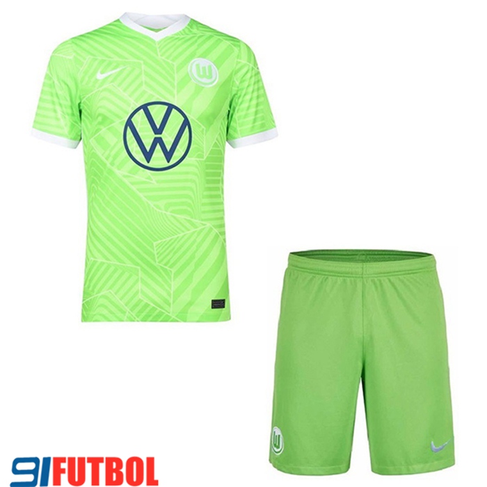 Camiseta Futbol Vfl Wolfsburg Niños Titular 2021/2022