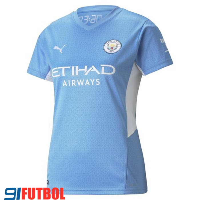 Camiseta Futbol Manchester City Mujer Titular 2021/2022
