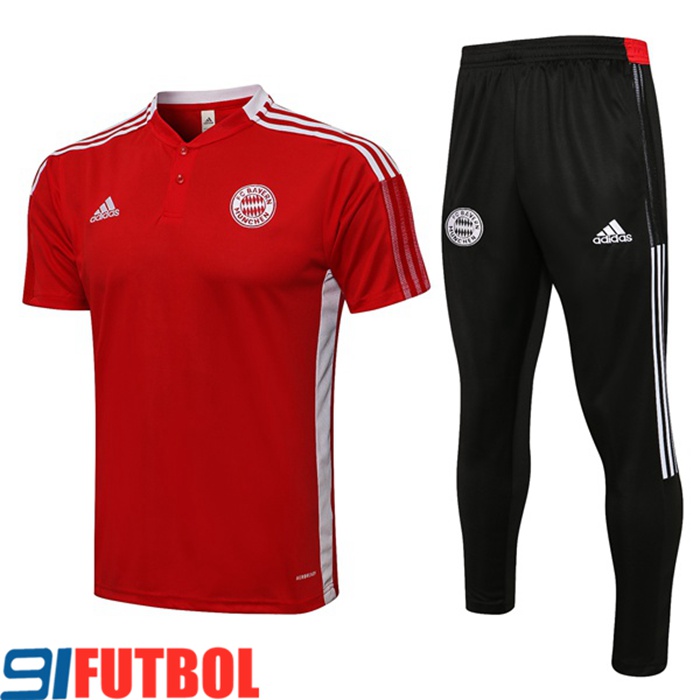 Camiseta Polo Bayern Munich + Pantalones Rojo/Blanca 2021/2022