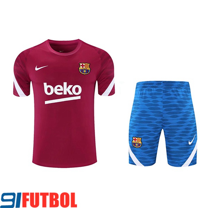 Camiseta Entrenamiento FC Barcelona + Cortos Rojo/Blanca 2021/2022