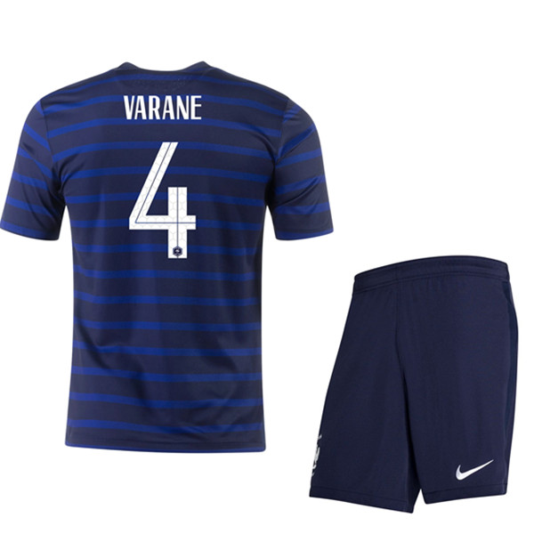 Camisetas De Futbol Francia (Varane 4) Niños Primera UEFA Euro 2020