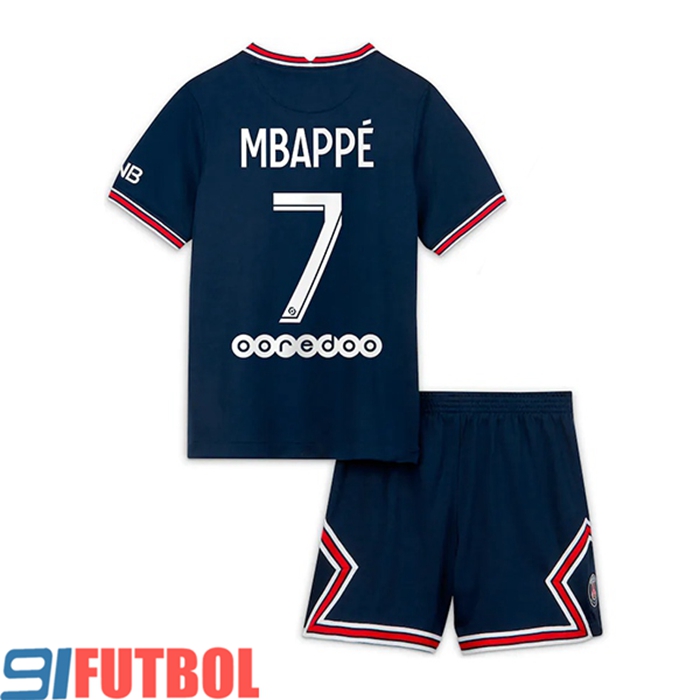 Camiseta Futbol Jordan PSG (Mbappe 7) Ninos Titular 2021/2022