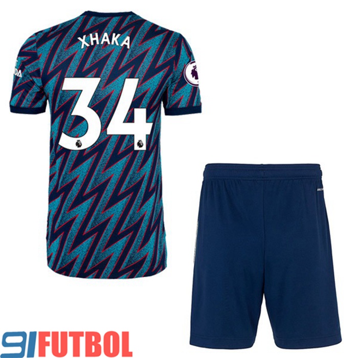 Camiseta Futbol FC Arsenal (Granit Xhaka 34) Ninos Tercero 2021/2022