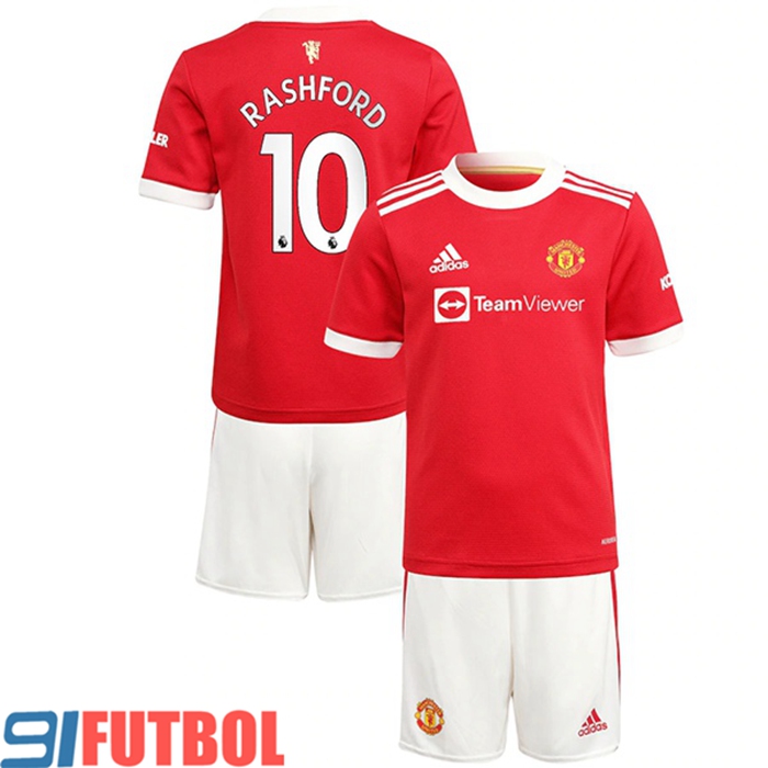 Camiseta Futbol Manchester United (Rashford 10) Ninos Titular 2021/2022