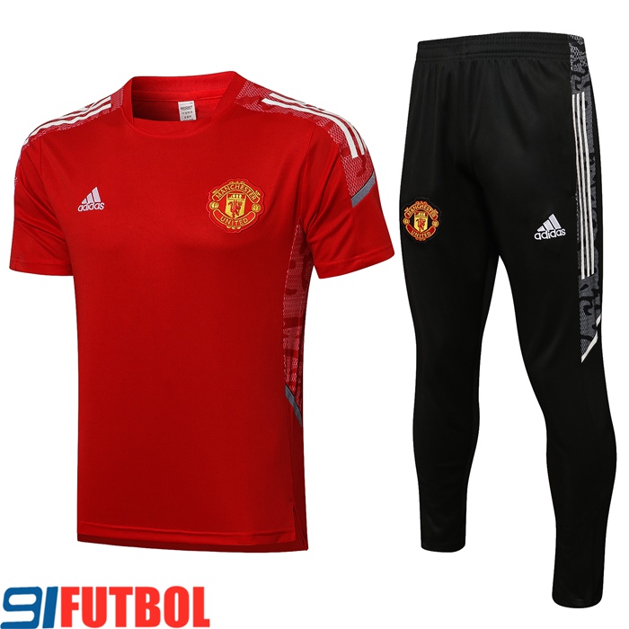 Camiseta Polo Manchester United + Pantalones Blanca/Rojo 2021/2022 -02