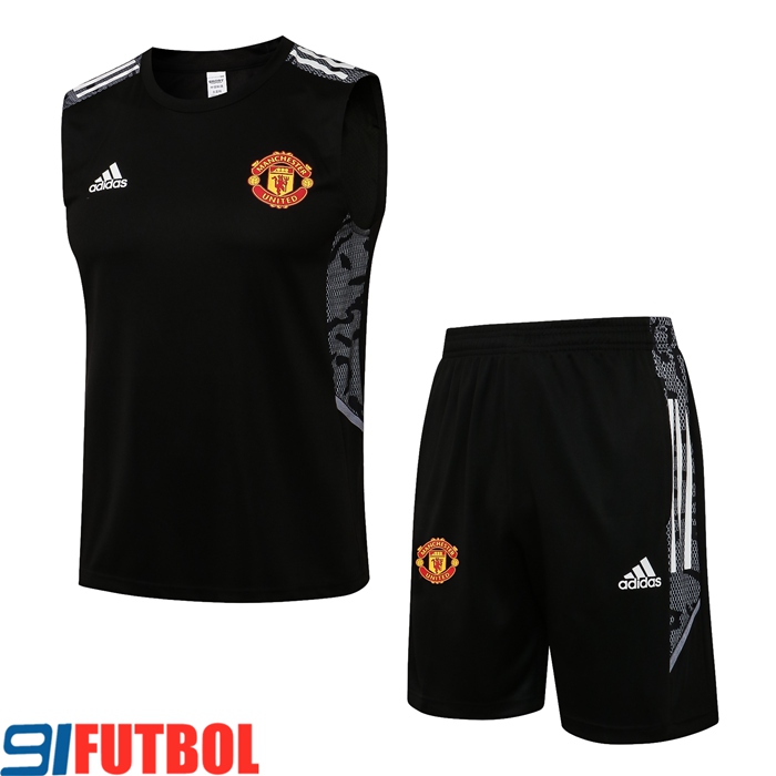 Camiseta Entrenamiento sin mangas Manchester United + Cortos Negro 2021/2022