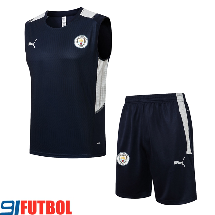 Camiseta Entrenamiento sin mangas Manchester City + Cortos Azul Marino 2021/2022