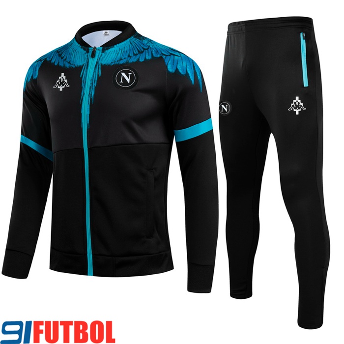 Chandal Equipos De Futbol - Chaqueta SSC Napoli Ninos Negro/Azul 2021/2022