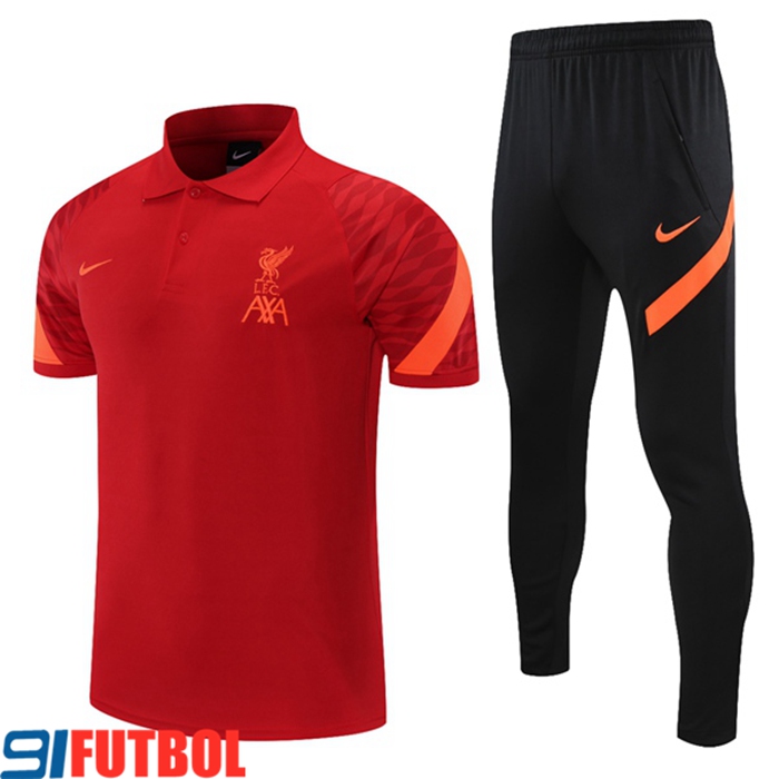Camiseta Polo FC Liverpool + Pantalones Naranja/Rojo 2021/2022