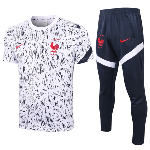 Camiseta Entrenamiento Francia + Pantalones Negro Blanca 2020/2021