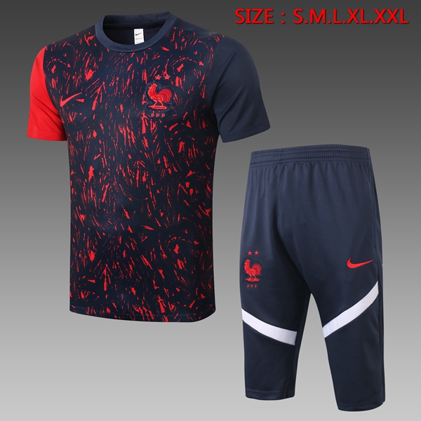 Camiseta Entrenamiento Francia + Pantalones 3/4 Negro 2020/2021