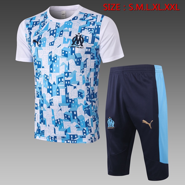 Camiseta Entrenamiento Marsella OM + Pantalones 3/4 Blanca 2020/2021
