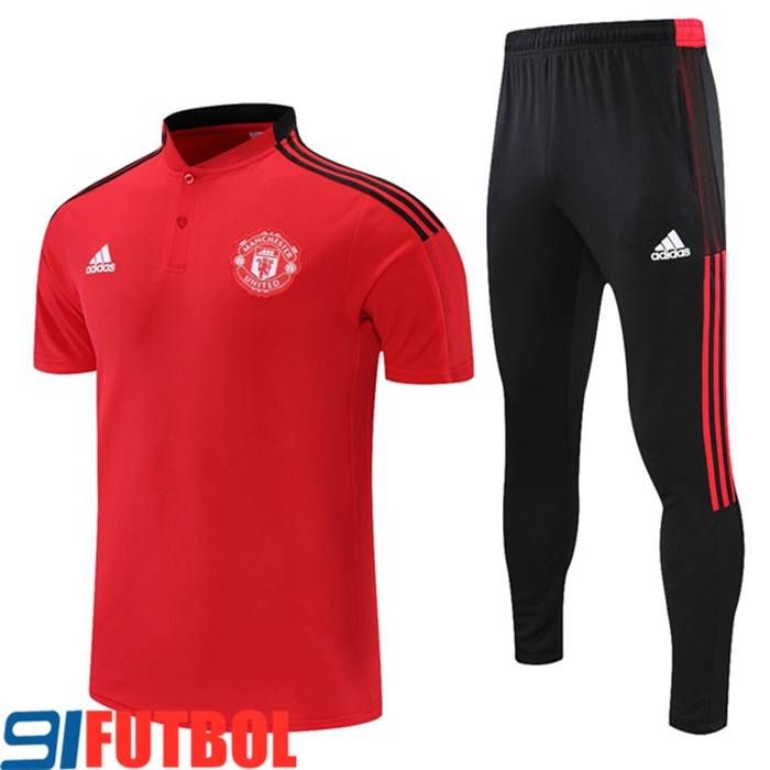 Camiseta Polo Manchester United + Pantalones Negro/Rojo 2021/2022