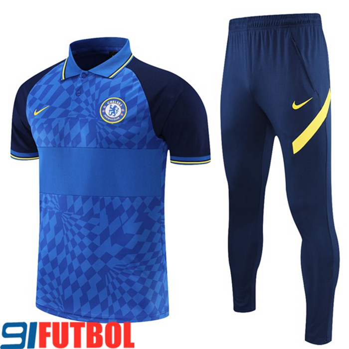 Camiseta Polo FC Chelsea + Pantalones Azul/Negro 2021/2022