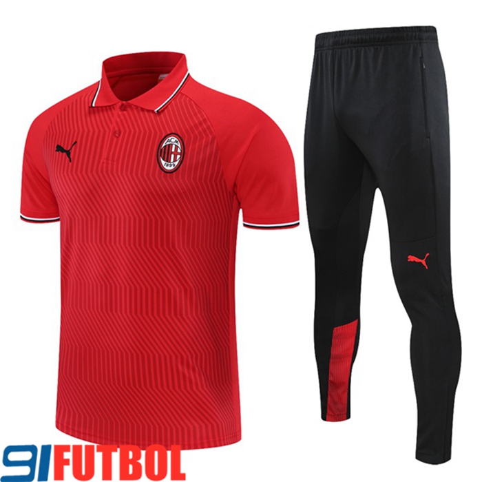 Camiseta Polo AC Milan + Pantalones Rojo 2021/2022 -01