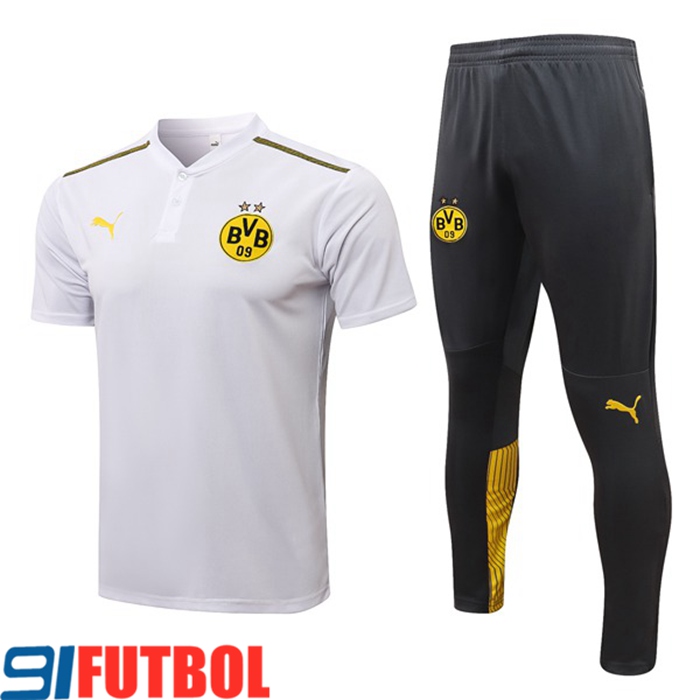 Camiseta Polo Dortmund BVB + Pantalones Blancaa/Gris 2021/2022