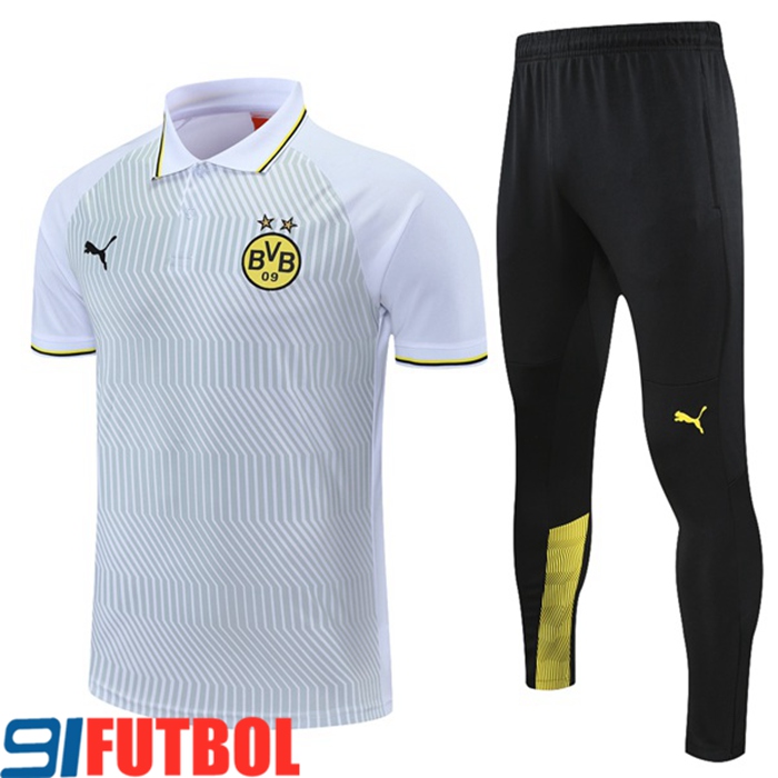 Camiseta Polo Dortmund BVB + Pantalones Blancaa/Gris Amarillo 2021/2022