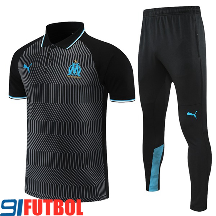 Camiseta Polo Marsella OM + Pantalones Gris /Negro 2021/2022