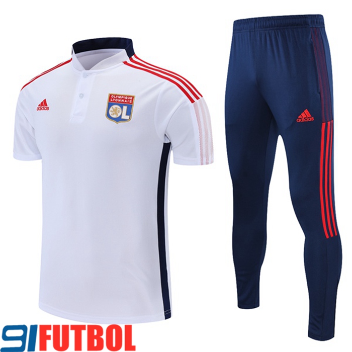Camiseta Polo Lyon OL + Pantalones Blancaa/Azul Marino 2021/2022