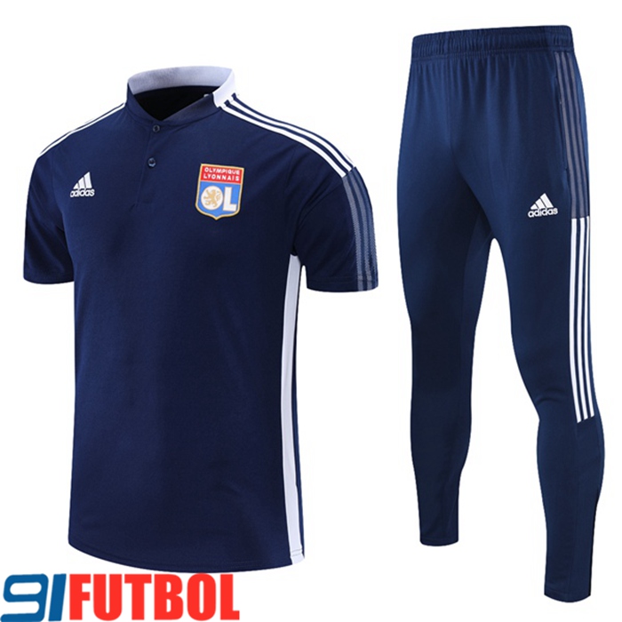 Camiseta Polo Lyon OL + Pantalones Azul Marino/Blancaa 2021/2022