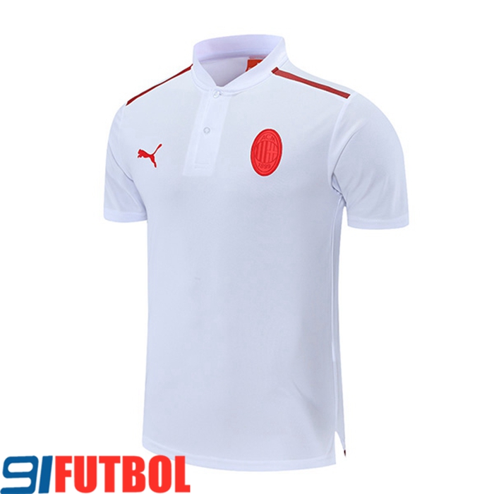 Camiseta Polo AC Milan Blancaa/Rojo 2021/2022 -01