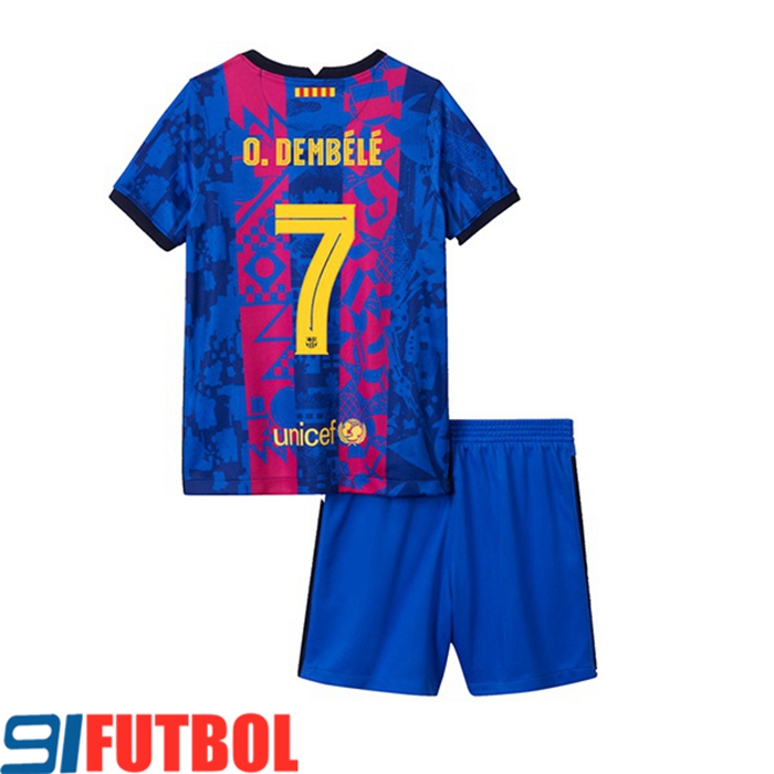 Camiseta FC Barcelona (Ousmane Dembele 7) Ninos Tercero 2021/2022