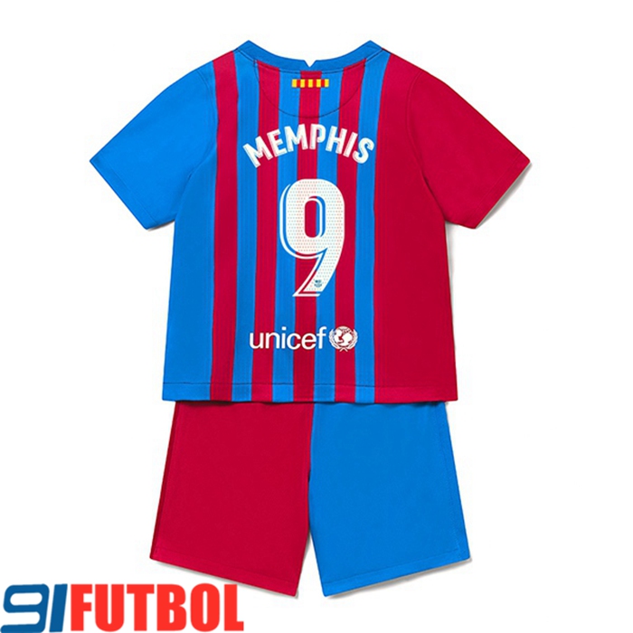 Camiseta FC Barcelona (Memphis 9) Ninos Titular 2021/2022