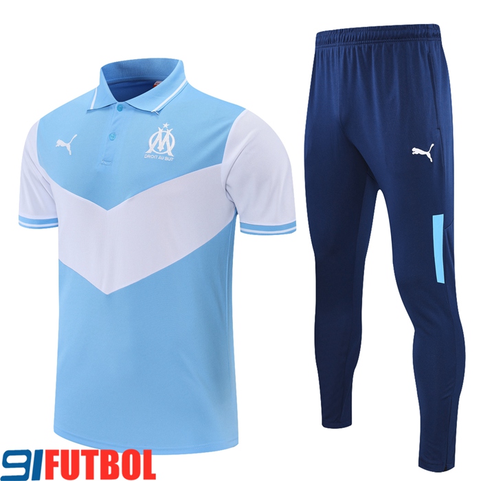 Camiseta Polo Marsella OM + Pantalones Blancaa/Azul 2021/2022