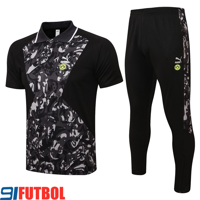 Camiseta Polo Dortmund BVB + Pantalones Blancaa/Negro 2021/2022
