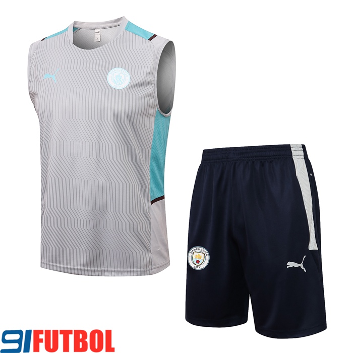 Camiseta Entrenamiento sin mangas Manchester City + Cortos Gris 2021/2022