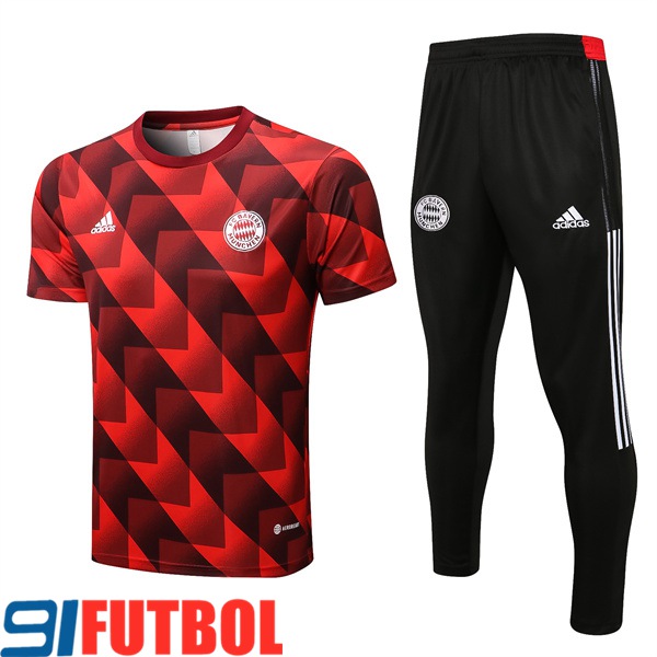 Camiseta Entrenamiento + Pantalones Bayern Munich Negro/Rojo 2022/2023