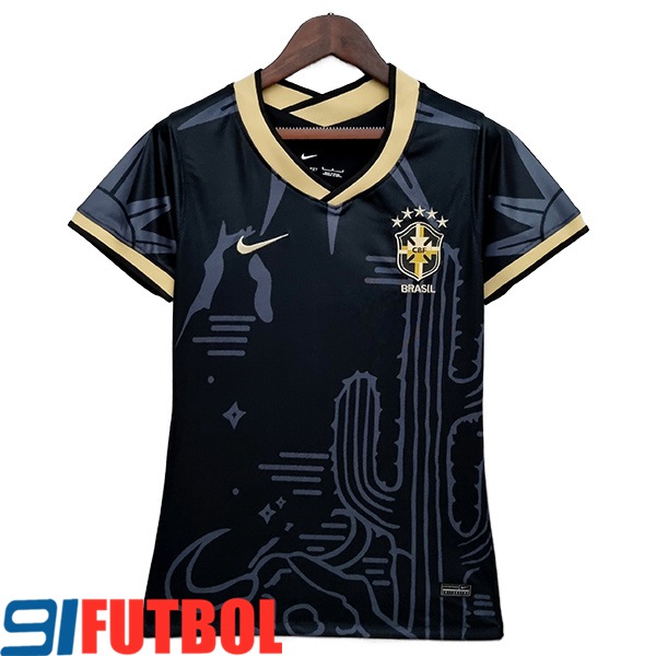 Camisetas De Futbol Brasil Mujer Negro 2022/2023