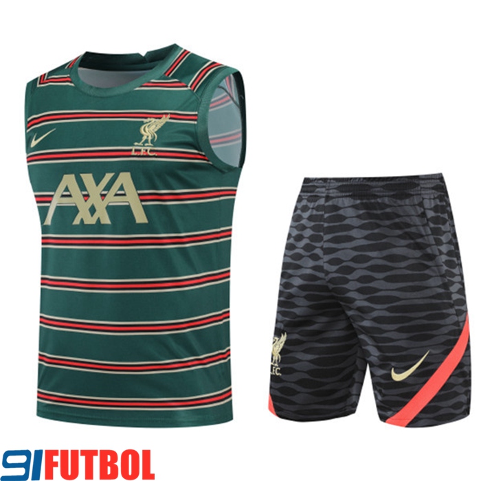 Camiseta Entrenamiento sin mangas + Cortos FC Liverpool Verde/Rojo 2022/2023