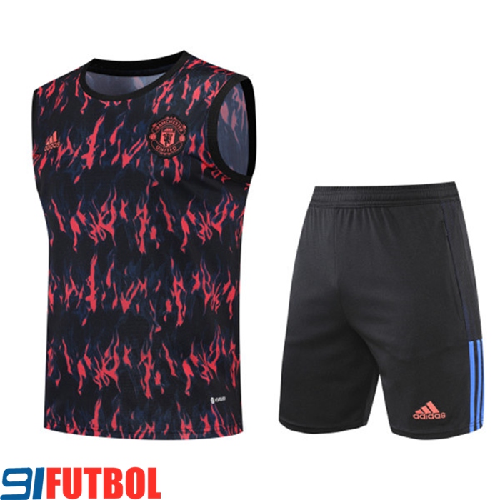 Camiseta Entrenamiento sin mangas + Cortos Manchester United Negro/Rojo 2022/2023