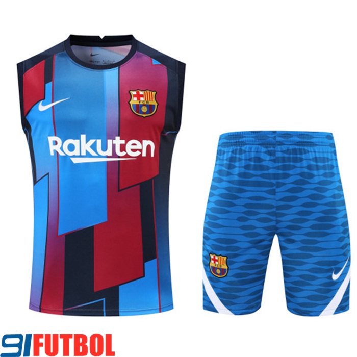 Camiseta Entrenamiento sin mangas + Cortos FC Barcelona Azul/Rojo 2022/2023