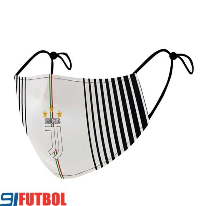 Mascarilla Futbol Juventus Blanco/Negro Reutilisable
