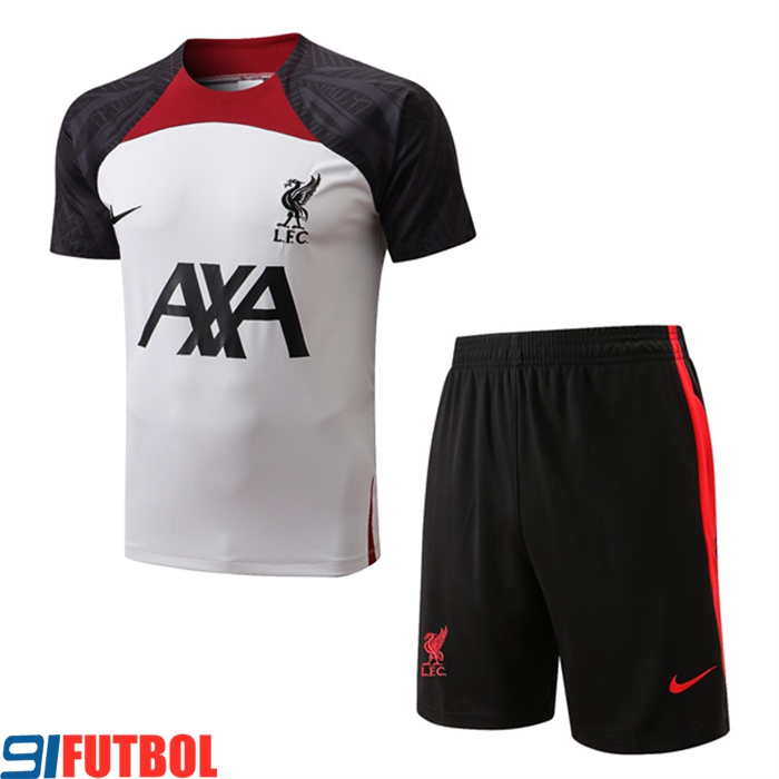 Camiseta Entrenamiento FC Liverpool + Cortos Blanco/Negro 2022/2023