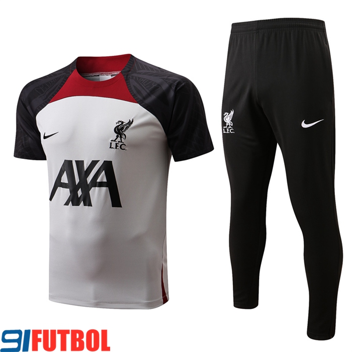 Camiseta Entrenamiento + Pantalones FC Liverpool Negro/Blanco 2022/2023