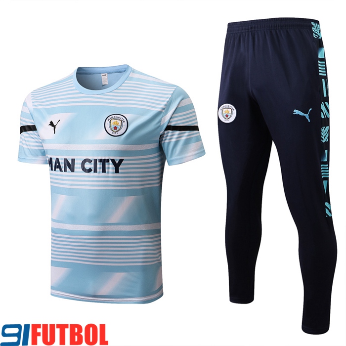 Camiseta Entrenamiento + Pantalones Manchester City Azul/Blanco 2022/2023