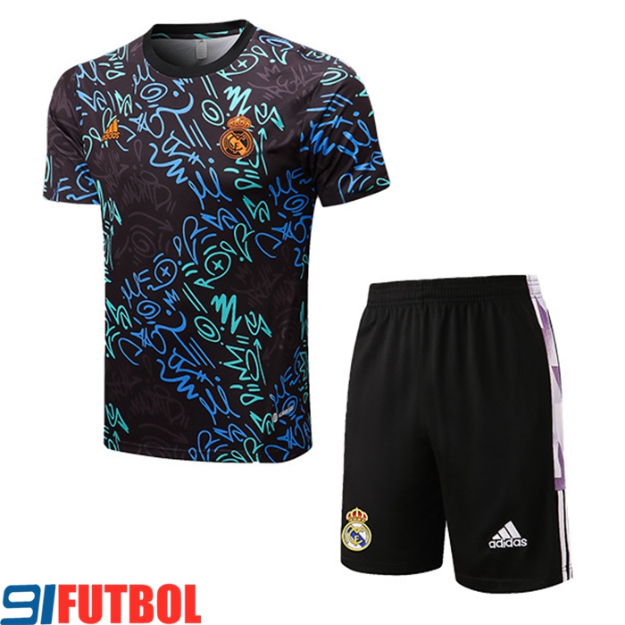 Camiseta Entrenamiento + Cortos Real Madrid Negro/Azul 2022/2023