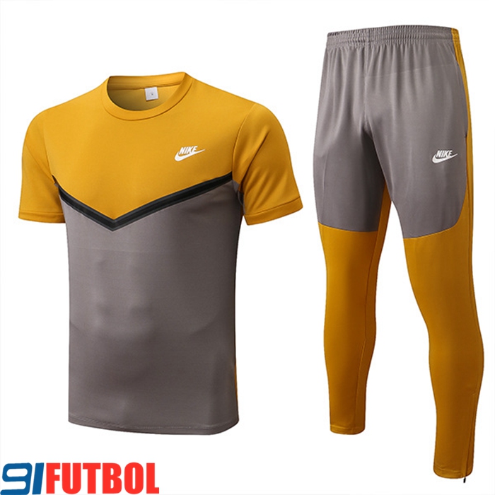Camiseta Entrenamiento + Pantalones Nike Gris/Amarillo 2022/2023