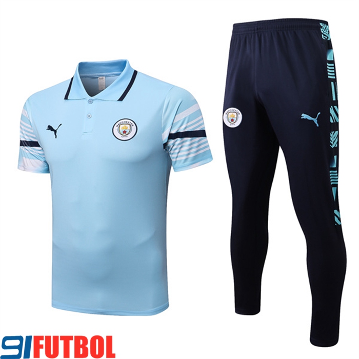Camiseta Polo Manchester City Azul Claro 2022/2023