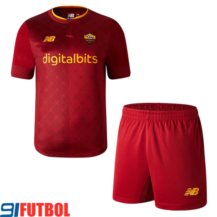 Nueva Camisetas De Futbol AS Roma Ninos Primera 2022/2023
