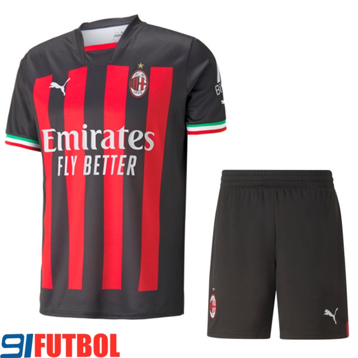 Camisetas De Futbol AC Milan Primera + Shorts 2022/2023