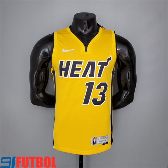 Camisetas Miami Heat (Adebayo #13) 2021 Amarillo Bonus Edition