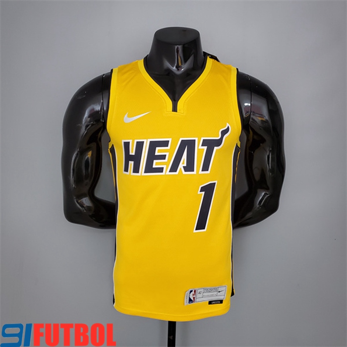 Camisetas Miami Heat (Bosh #1) 2021 Amarillo Bonus Edition