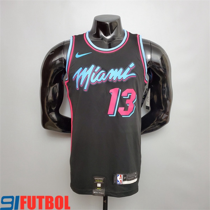 Camisetas Miami Heat (Adebayo #13) Negro Encolure Ronde
