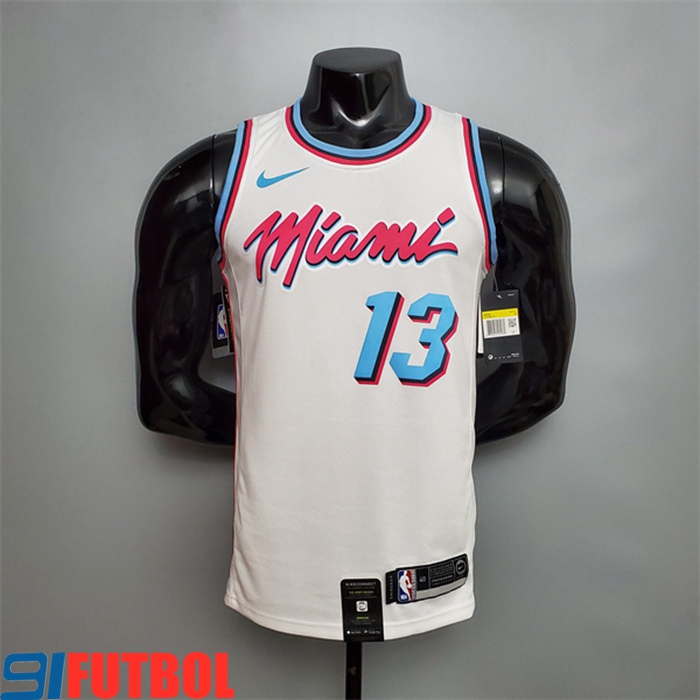Camisetas Miami Heat (Adebayo #13) Blanco Encolure Ronde