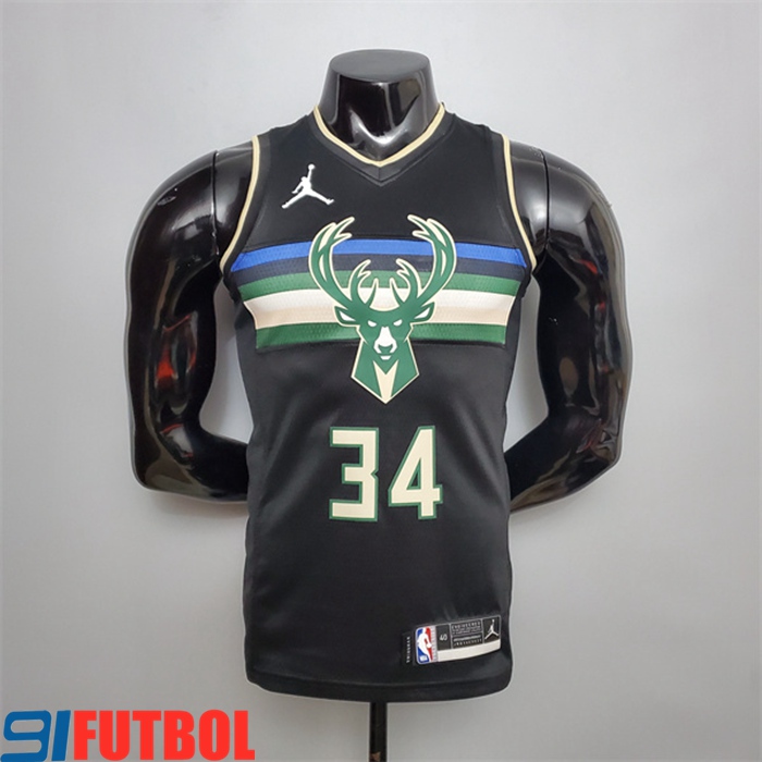 Nueva Camisetas Milwaukee Bucks (Antetokounmpo #34) Negro Jordan Theme Edition